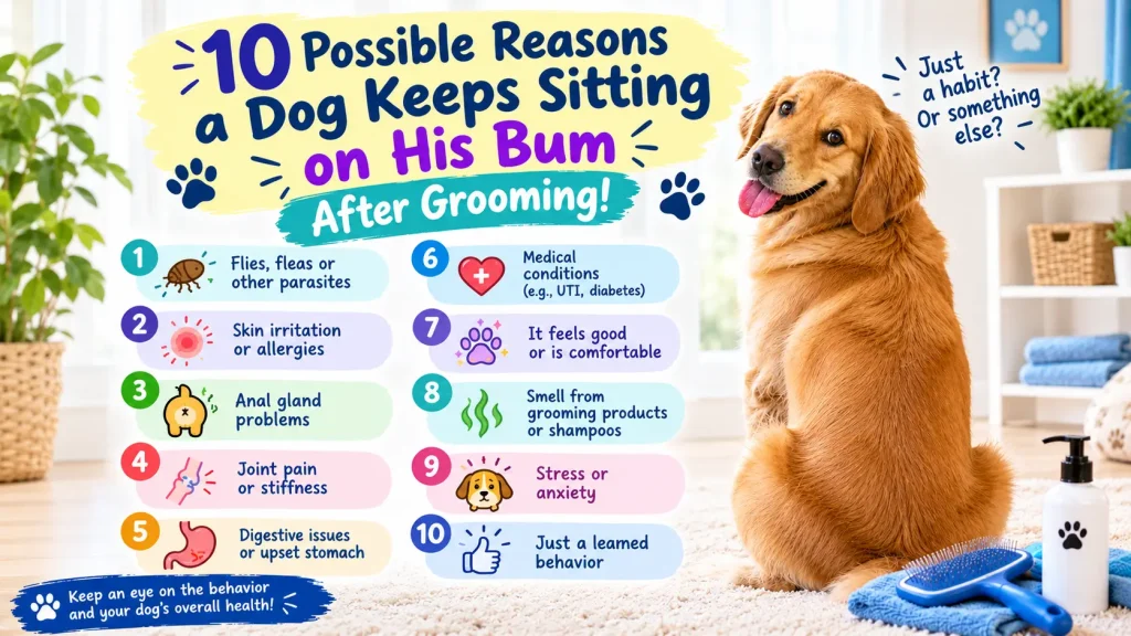 10 Possible Reasons my Dog Keeps Sitting on His Bum After Grooming!