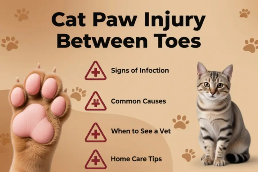 cat paw injury between toes