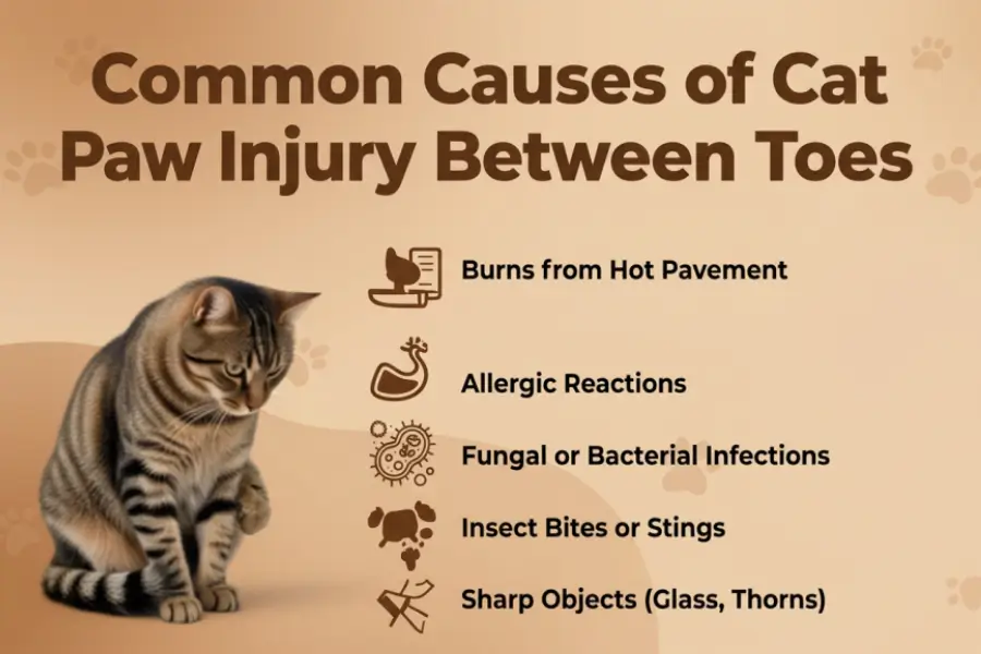 cat paw injury between toes