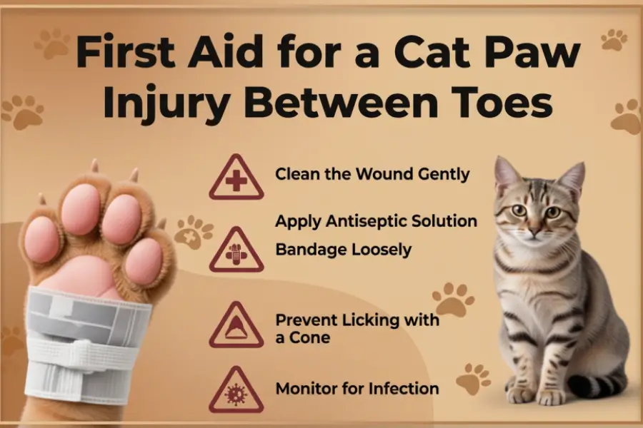cat paw injury between toes