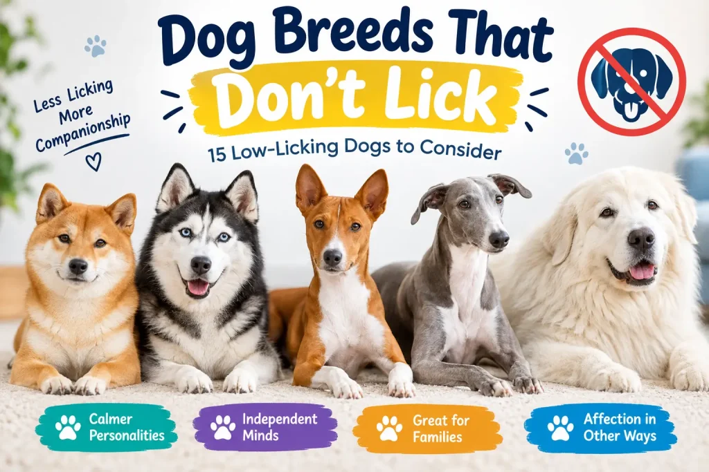 Independent dog breed known for licking less, sitting calmly outdoors