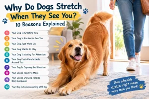 why do dogs stretch when they see you