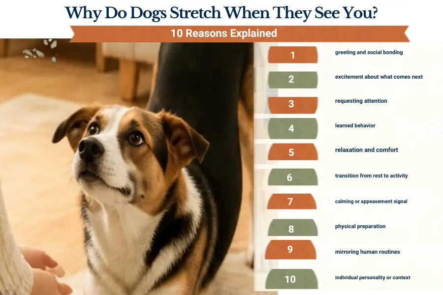 why do dogs stretch when they see you