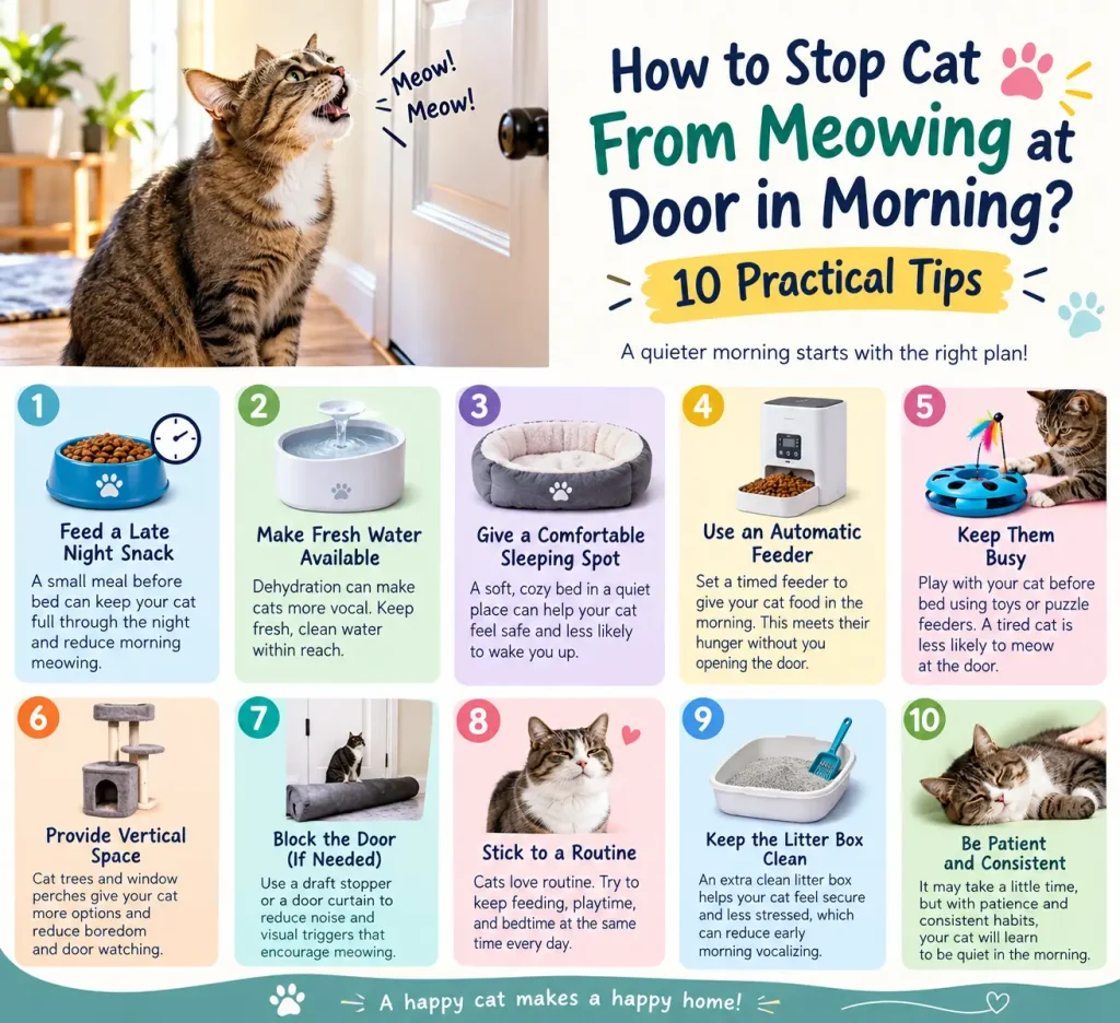 how to stop cat from meowing at door in morning