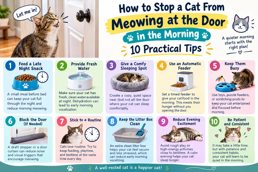 how to stop cat from meowing at door in morning